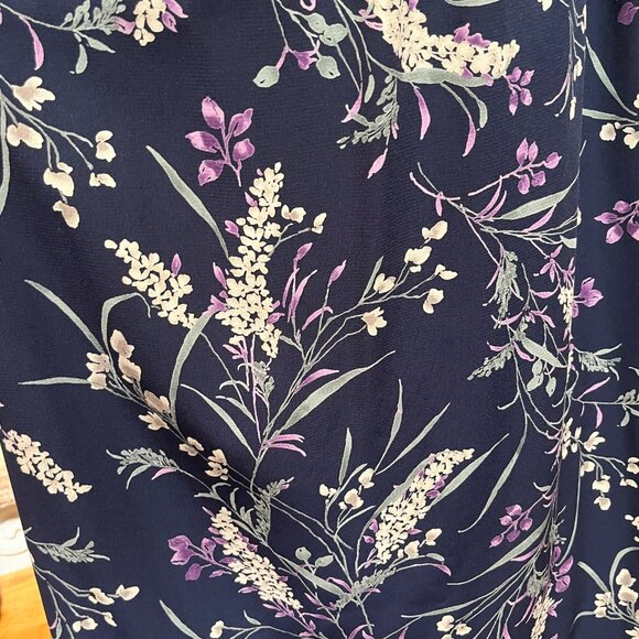 Dress Barn Y2K Floral Maxi Skirt 14/16 Navy‎ Dark Fairy Cottage Office Career - Picture 5 of 8